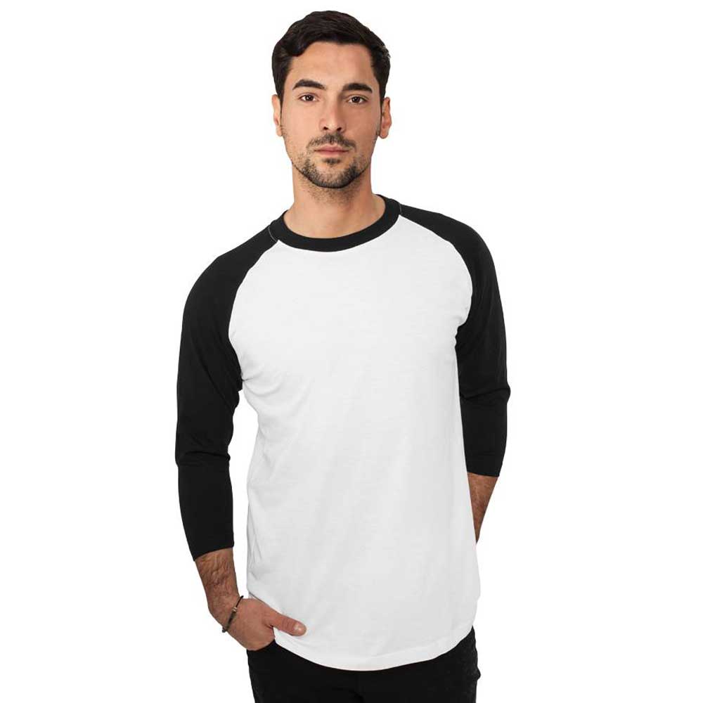 Urban Classics - Contrast 3/4 Sleeve Raglan Tshirt - Zwart/Wit